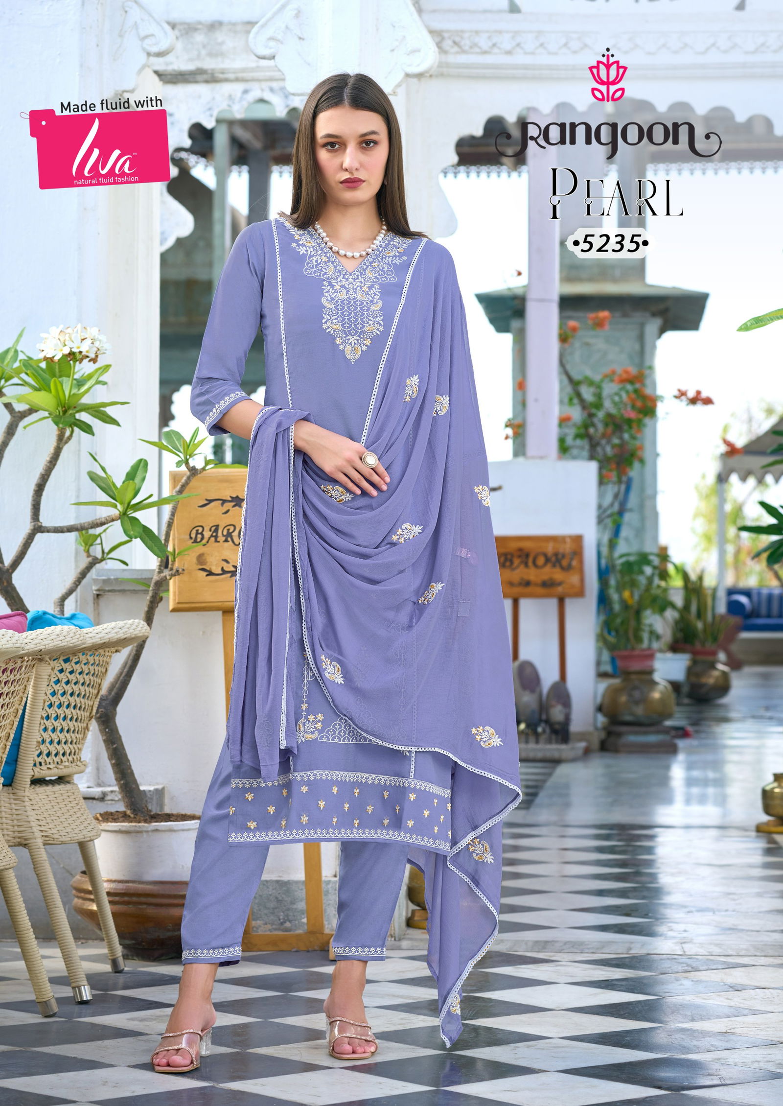 Pearl By Rangoon Viscose Rayon Designer Kurti With Bottom Dupatta Wholesale Shop In Surat
